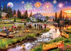 Fireworks on the Mountain - Scratch and Dent Fireworks Jigsaw Puzzle By MasterPieces