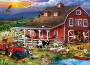 The Barnyard Crowd Sunrise / Sunset Jigsaw Puzzle By MasterPieces