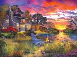 Evening Cabin Sunrise & Sunset Jigsaw Puzzle By White Mountain