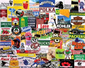 I Love Wisconsin Collage Large Piece By White Mountain