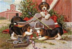 Saddling Up Dogs Jigsaw Puzzle By Lang