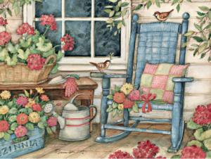 Rocking Chair Flower & Garden Jigsaw Puzzle By Lang