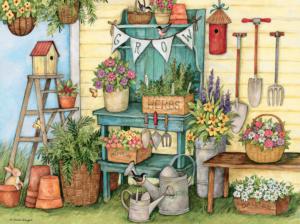 Potters Bench Flower & Garden Jigsaw Puzzle By Lang
