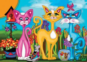 Rosy, Sunny & Sky - Scratch and Dent Cats Jigsaw Puzzle By Jacarou Puzzles