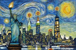 New York City, New York, Starry Night City Series New York Jigsaw Puzzle By Lantern Press