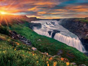 Gullfoss Waterfall Sunrise & Sunset Double Sided Puzzle By Karmin International