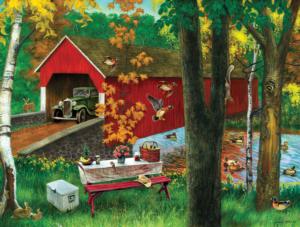Covered Bridge With Picnic Table Car Jigsaw Puzzle By Karmin International