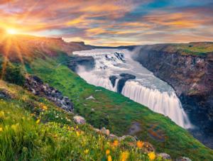 Gullfoss Waterfall, Iceland Waterfall Double Sided Puzzle By Karmin International