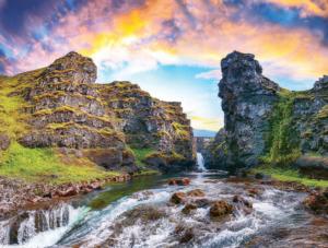 Kolugljufur Canyon, Iceland Sunrise & Sunset Jigsaw Puzzle By Karmin International