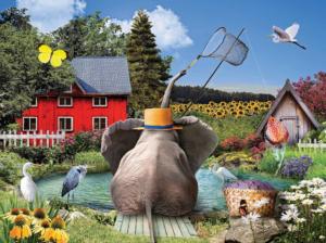 Gone Fishing Elephant Jigsaw Puzzle By Karmin International