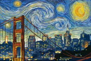 San Francisco, California, Starry Night City Series San Francisco Jigsaw Puzzle By Lantern Press