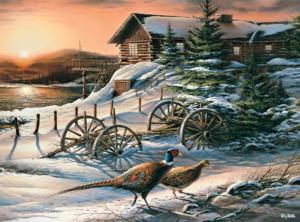 Peaceful Evening Pheasants - Scratch and Dent Cabin & Cottage Jigsaw Puzzle By Buffalo Games