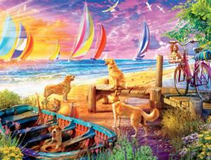 Dog Days: Dog Day at the Pier Beach & Ocean Jigsaw Puzzle By Buffalo Games
