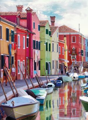 Blanc Series:The Canals of Burano Italy Beach & Ocean Jigsaw Puzzle By Buffalo Games