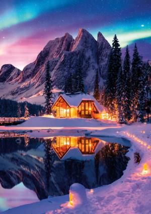 BLANC: Northern Lights Woods Photography Jigsaw Puzzle By Buffalo Games
