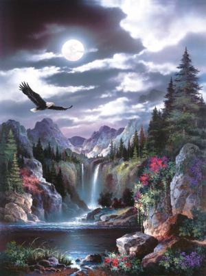 Moonlit Eagle Lakes / Rivers / Streams Jigsaw Puzzle By SunsOut