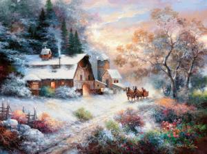 Snowy Evening Outing Snow Jigsaw Puzzle By SunsOut