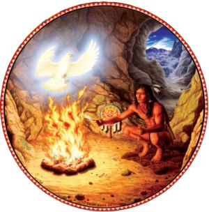 White Eagle Native American Round Jigsaw Puzzle By SunsOut