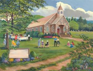 Sunday Dinner on the Grounds Religious Jigsaw Puzzle By SunsOut