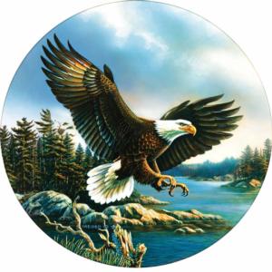 Eagle Landing Nature Round Jigsaw Puzzle By SunsOut