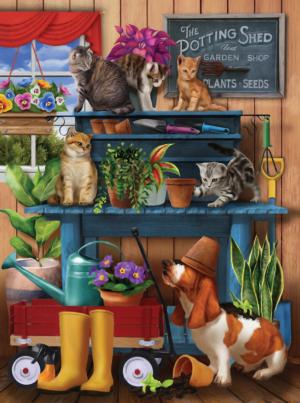 Trouble in the Potting Shed Dogs Large Piece By SunsOut
