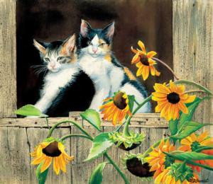 Kittens and Sunflowers Cats Jigsaw Puzzle By SunsOut
