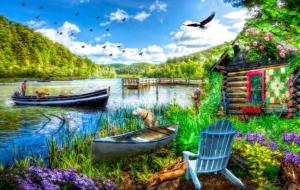 Cottage at the Lake Nature Jigsaw Puzzle By SunsOut