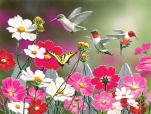 Cosmos and Hummingbirds Birds Jigsaw Puzzle By SunsOut