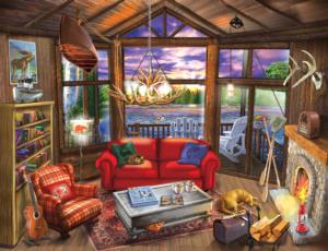 Evening at the Lake - Scratch and Dent Cabin & Cottage Jigsaw Puzzle By SunsOut