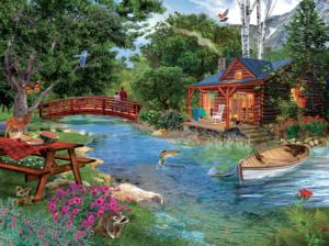 Afternoon Fishing Cottage / Cabin Jigsaw Puzzle By SunsOut