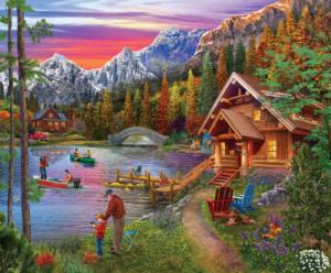 Stone Bridge Lake Cottage / Cabin Jigsaw Puzzle By SunsOut