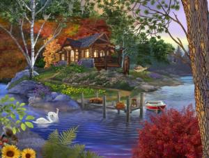 Memory Lake Cabin & Cottage Large Piece By SunsOut