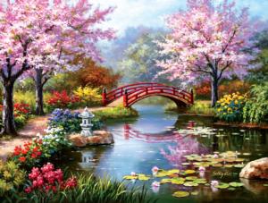 Japanese Garden in Bloom Bridges Jigsaw Puzzle By SunsOut