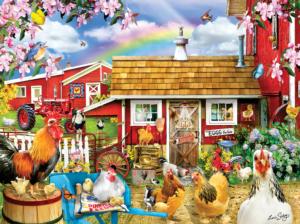 Springtime Chickens Chickens & Roosters Jigsaw Puzzle By SunsOut