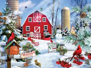 A Snowy Day on the Farm Christmas Jigsaw Puzzle By SunsOut