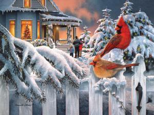Cardinals At Home for Christmas Snow Jigsaw Puzzle By SunsOut