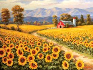Red River Sunflower Farm Flower & Garden Jigsaw Puzzle By SunsOut