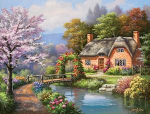Spring Creek Cottage Domestic Scene Jigsaw Puzzle By SunsOut