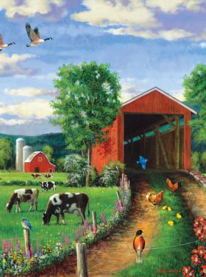 Chickens At the Bridge Farm Animal Jigsaw Puzzle By SunsOut