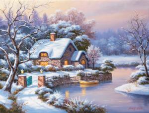 Frosty Winter Evening Domestic Scene Jigsaw Puzzle By SunsOut