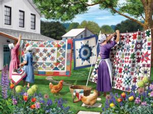 Quilts in the Backyard Domestic Scene Jigsaw Puzzle By SunsOut