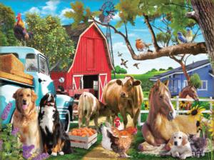 Gathering In The Farm Yard Farm Animal Jigsaw Puzzle By SunsOut