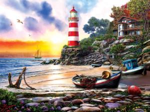 Lighthouse Harbor Beach & Ocean Jigsaw Puzzle By SunsOut