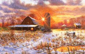 Snow Barn Sunrise & Sunset Jigsaw Puzzle By SunsOut