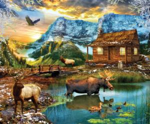 Winter Mountain Cabin Cottage / Cabin Jigsaw Puzzle By SunsOut