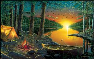 Evening by the Lake Sunrise / Sunset Jigsaw Puzzle By SunsOut