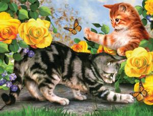 Kitten Play Flowers Jigsaw Puzzle By SunsOut