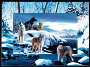 Call of The Wild 1000 PC Buffalo Games Puzzle Alaska Wolves Northern Lights for sale online