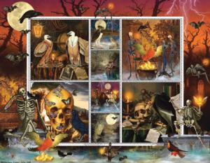 Halloween Stamps: Skeleton Dance Halloween Jigsaw Puzzle By SunsOut