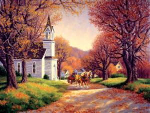 Road by the Church Fall Jigsaw Puzzle By SunsOut